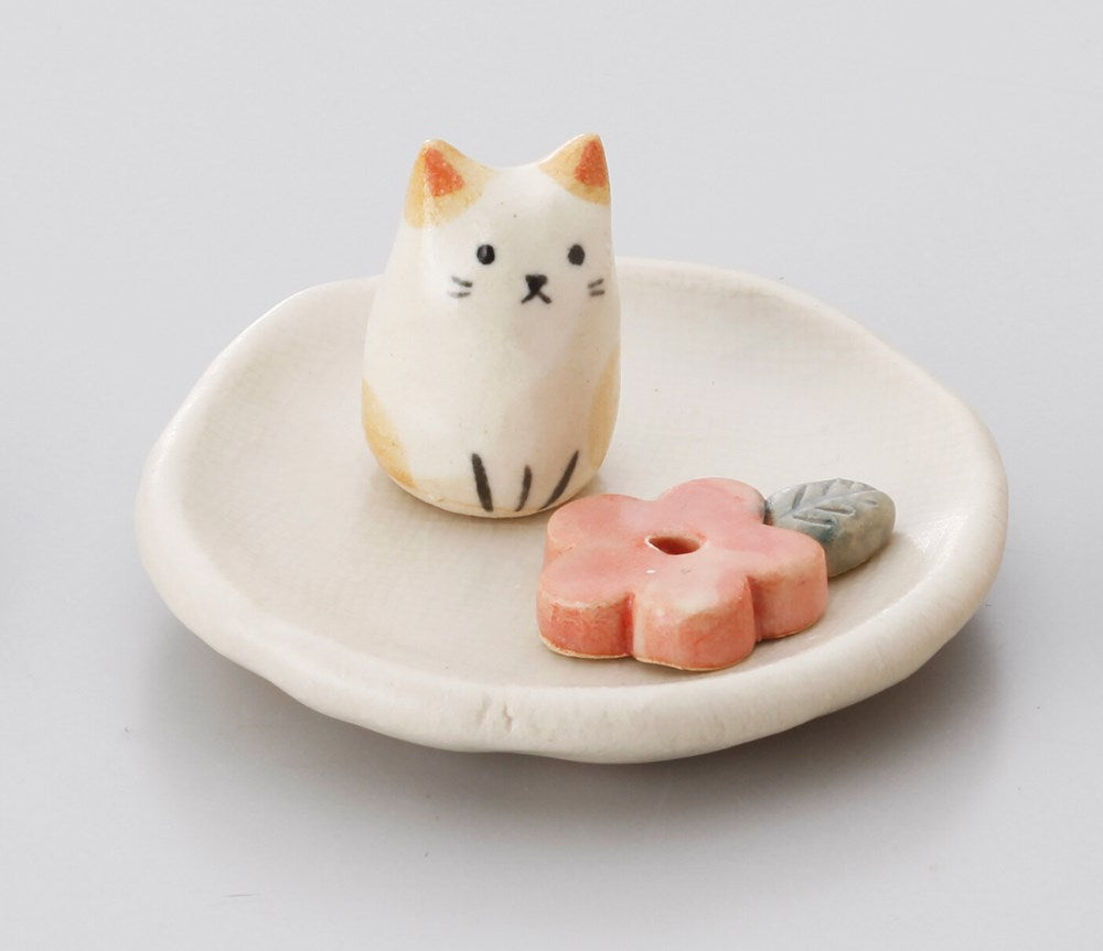 Cat With Flower Incense Holder