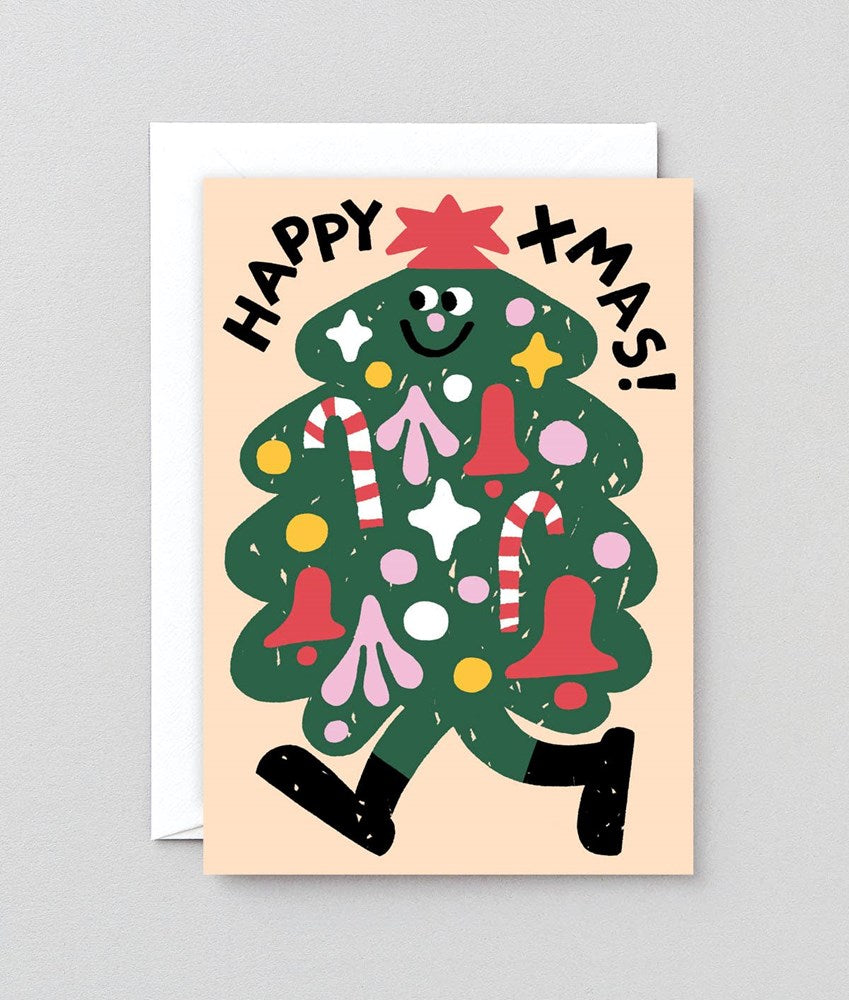 Happy Xmas Tree Embossed Card x Cari Vander Yacht