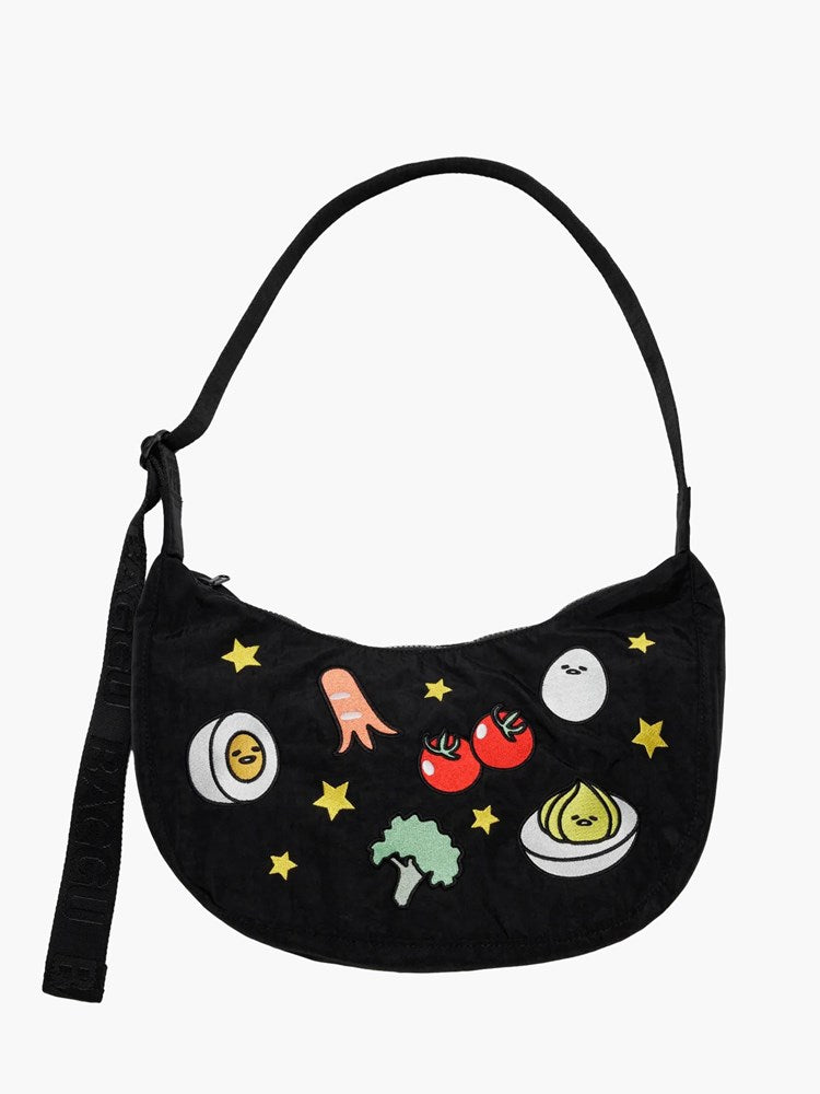 Gudetama x BAGGU Medium Nylon Crescent Bag - Embroidered Gudetama