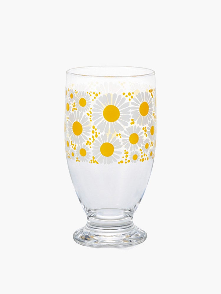 Aderia Retro Glass Tumbler with Stand (335ml) - Daisy