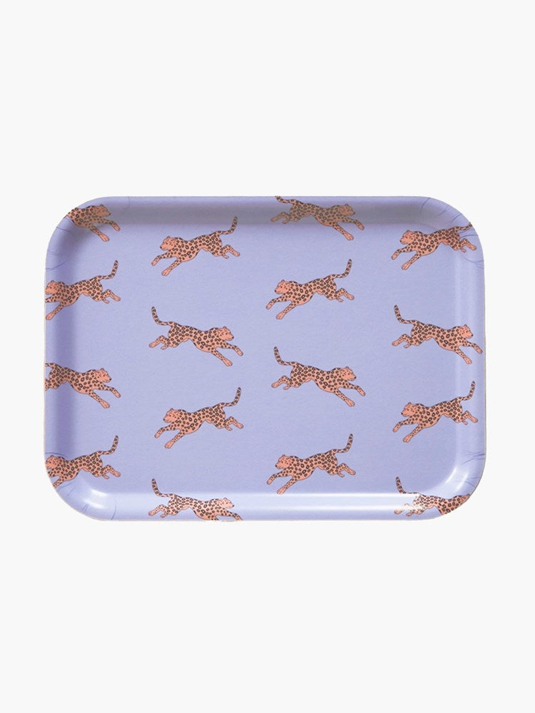 Leopard Serving Tray - Orange on Lilac (27x20cm)