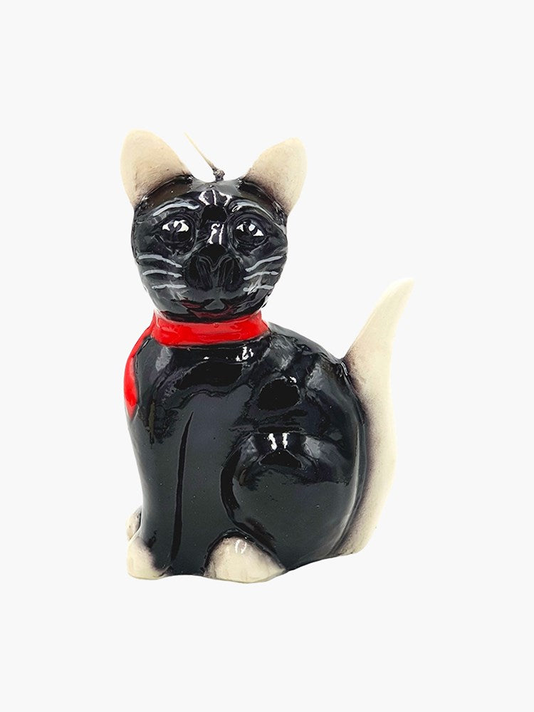 Red Scarf Cat Candle