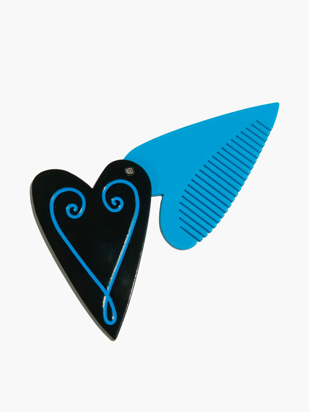 Heart Compact & Comb - Black / Blue