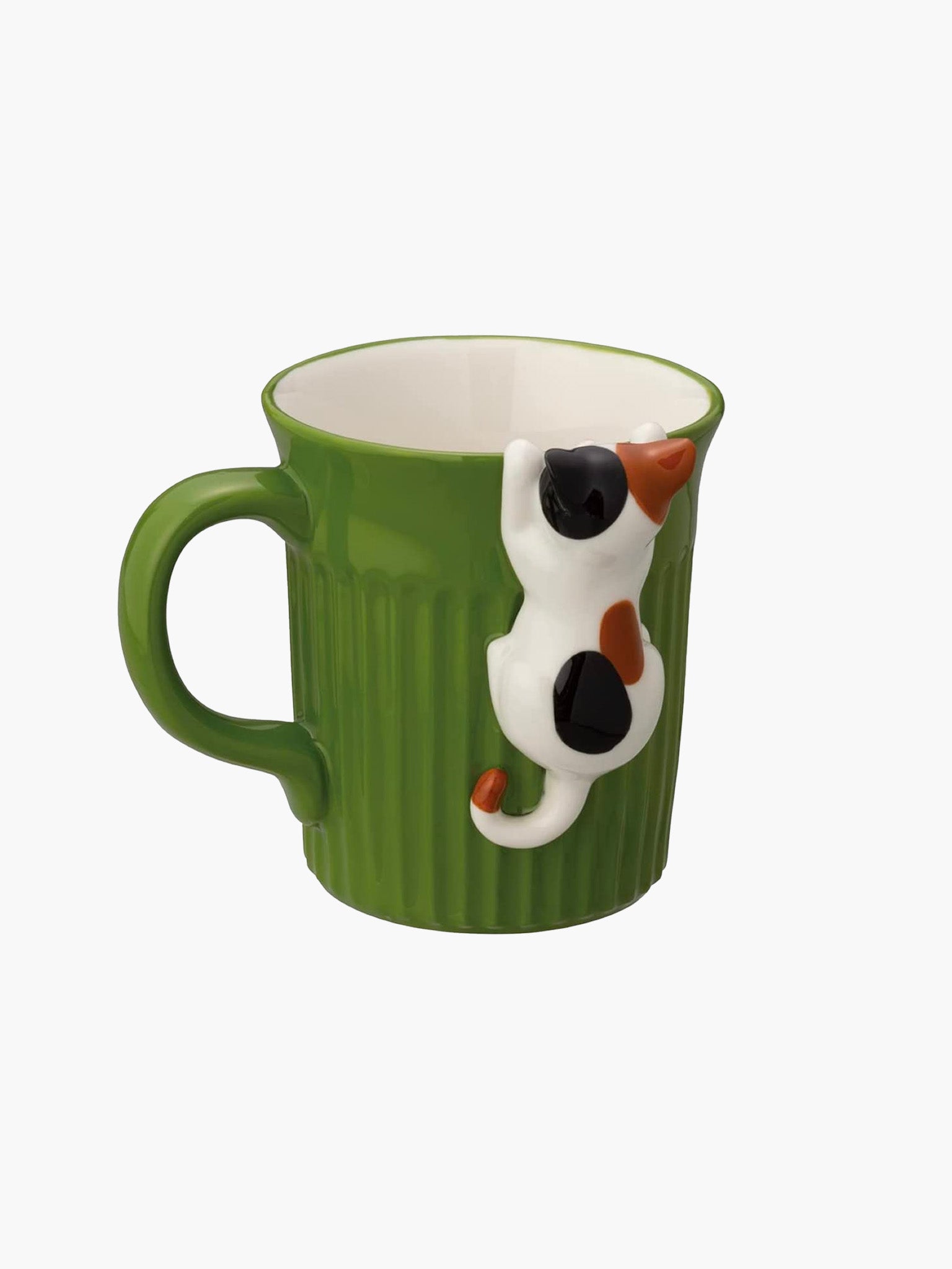 Cat Hanging Niramekko Mug - Calico Cat (Green)