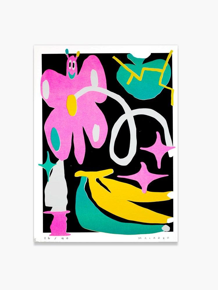 Butterfly Knife by Mark Malarko - Risograph Print (A4)